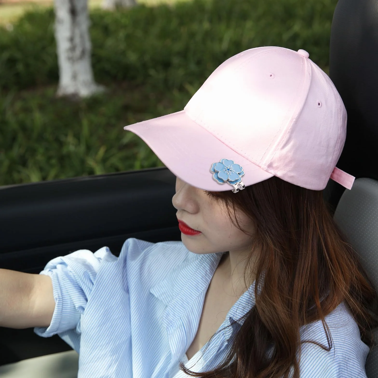 lasuroa 2 Pezzi Segnapalla da Golf Magnetico & Clip per Cappello, a Forma di Fiore Set Segnapalla Golf con Magnete Forte Clip Cappello Accessori per Uomini Donne Decorazioni Borsa (Blu, Rosa)