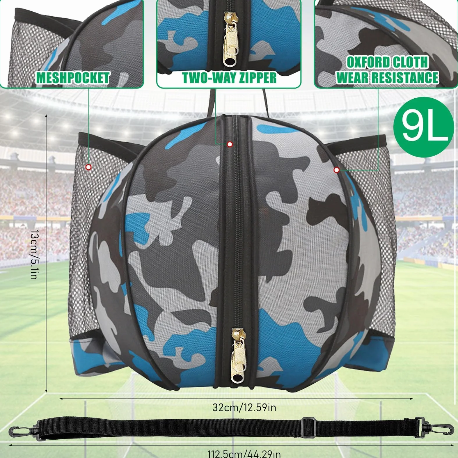 Borsa da Basket,Borsa per Pallone Basket con Tracolla e Tasche, Zaino Portapalloni Palla da Calcio, Pallavolo,Basket
