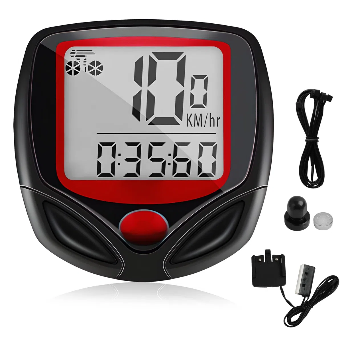 Ciclocomputer Cablato per Bicicletta, Tachimetro LCD Impermeabile con 23 Funzioni, Display Retroilluminato Verde, Misura Velocità, Distanza, Tempo, Temperatura, Adatto a Tutti i Tipi di Bici