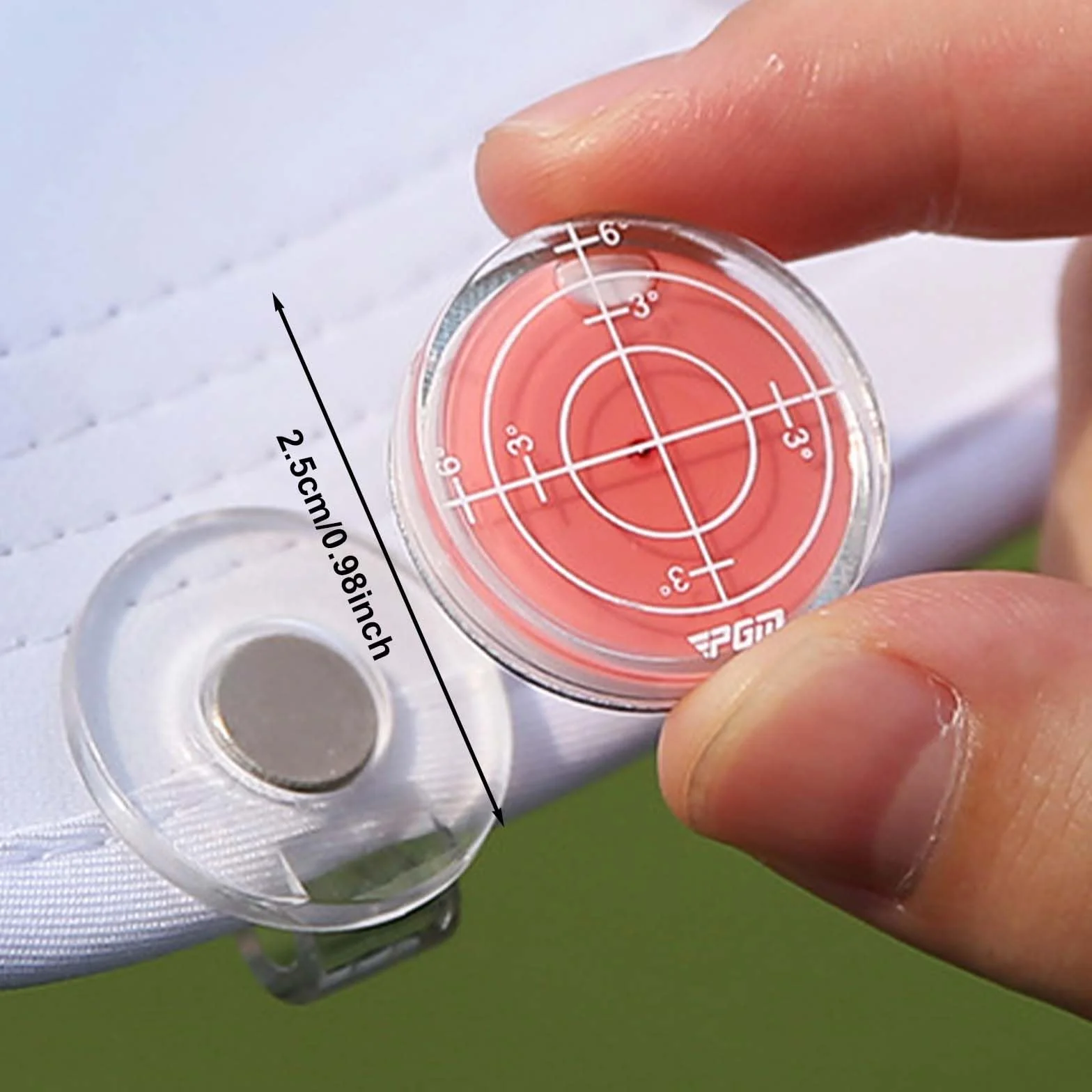Golf Green Reader, Golf Ball Marker with Level, Alta Precisione, Putt Green Reader, con Magnetica Golf Hat Clip, per Interni Esterni (Rosso)