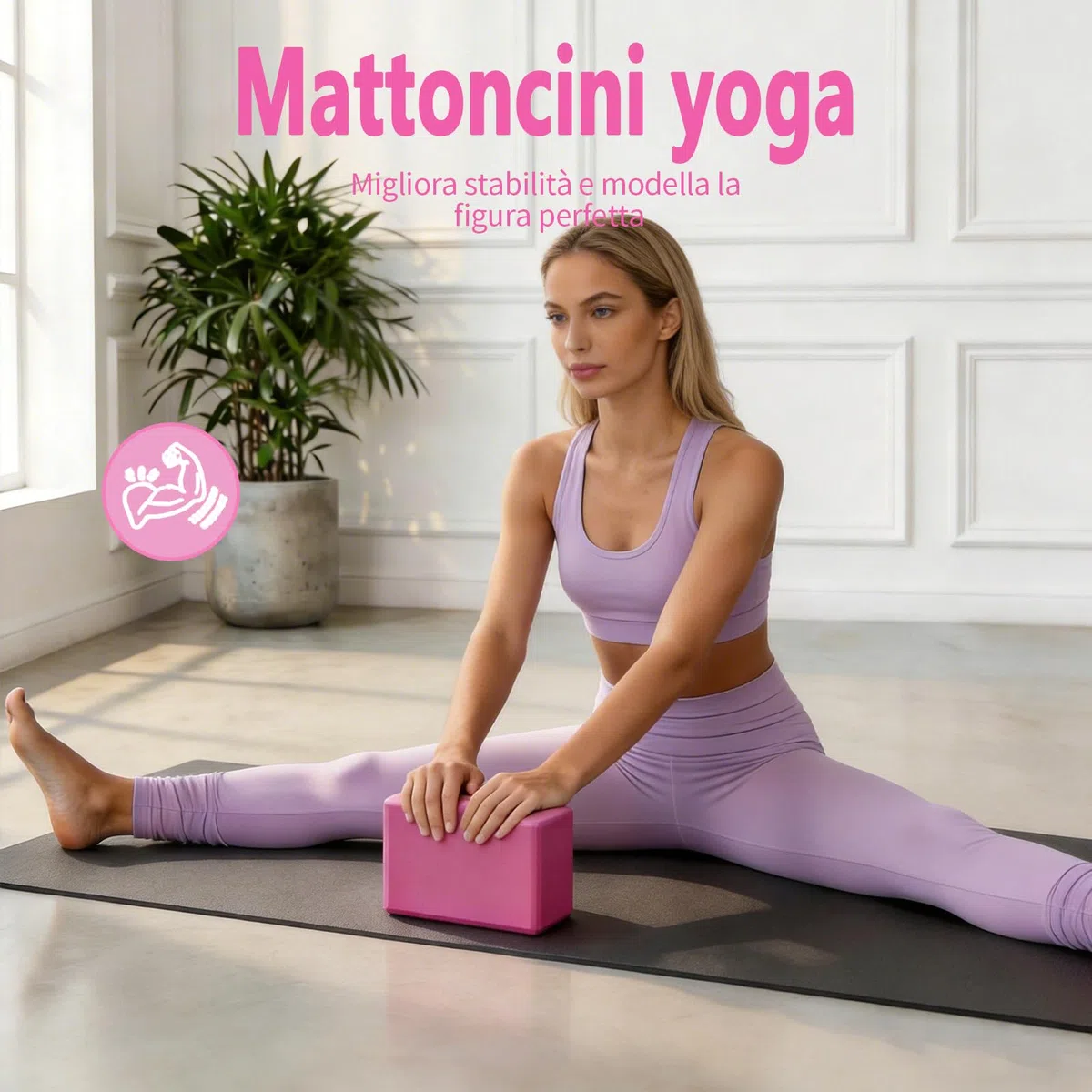 2 Pezzi Mattoncini Yoga – Schiuma Rigida Ad alta Densità Antiscivolo, Accessorio per Yoga, Pilates e Meditazione (Rosso)