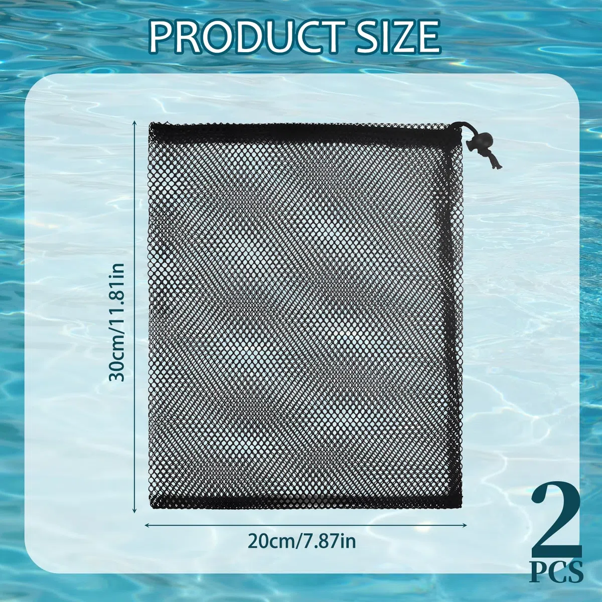 Borsa con Coulisse in Rete - Grande Organizer in Nylon Nero per Piscina e Spiaggia
