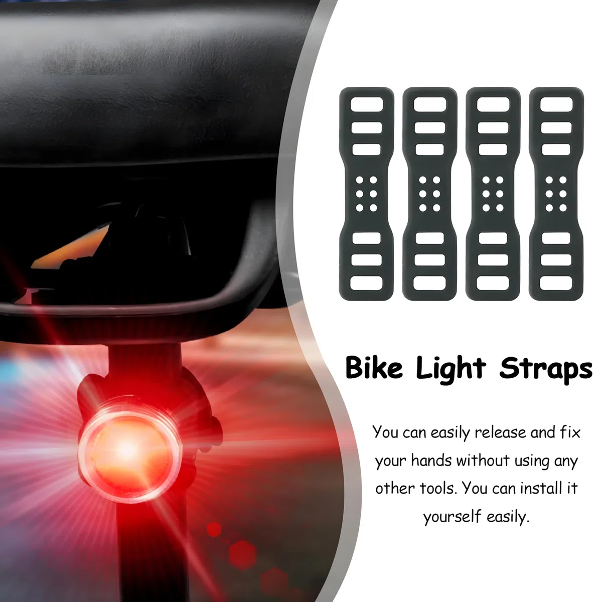 Anelli di gomma per bicicletta, per bicicletta, fissaggio a lega, elastici, leggeri e in gomma, multiuso per fari, bicicletta, fari a LED