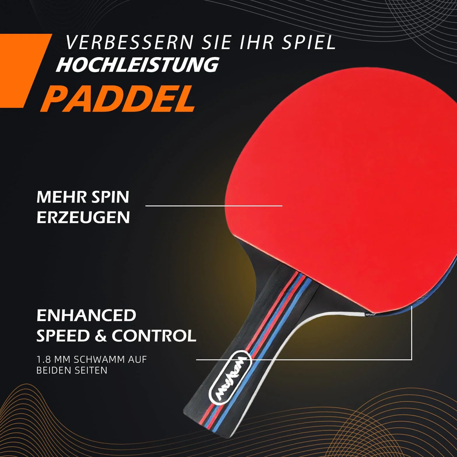 Set di fruste da ping pong con palle, allenamento e tempo libero, fruste da ping pong e accessori interni