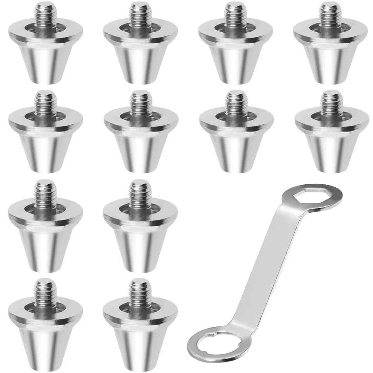 12 Pezzi Tacchetti da Calcio, Tacchetti Sostitutivi con Testa in Metallo, Tacchetti per Scarpe da Calcio con Chiave, 2 Misure, 11 mm/13 mm per Allenamento Ottimale e Rugby di Ricambio