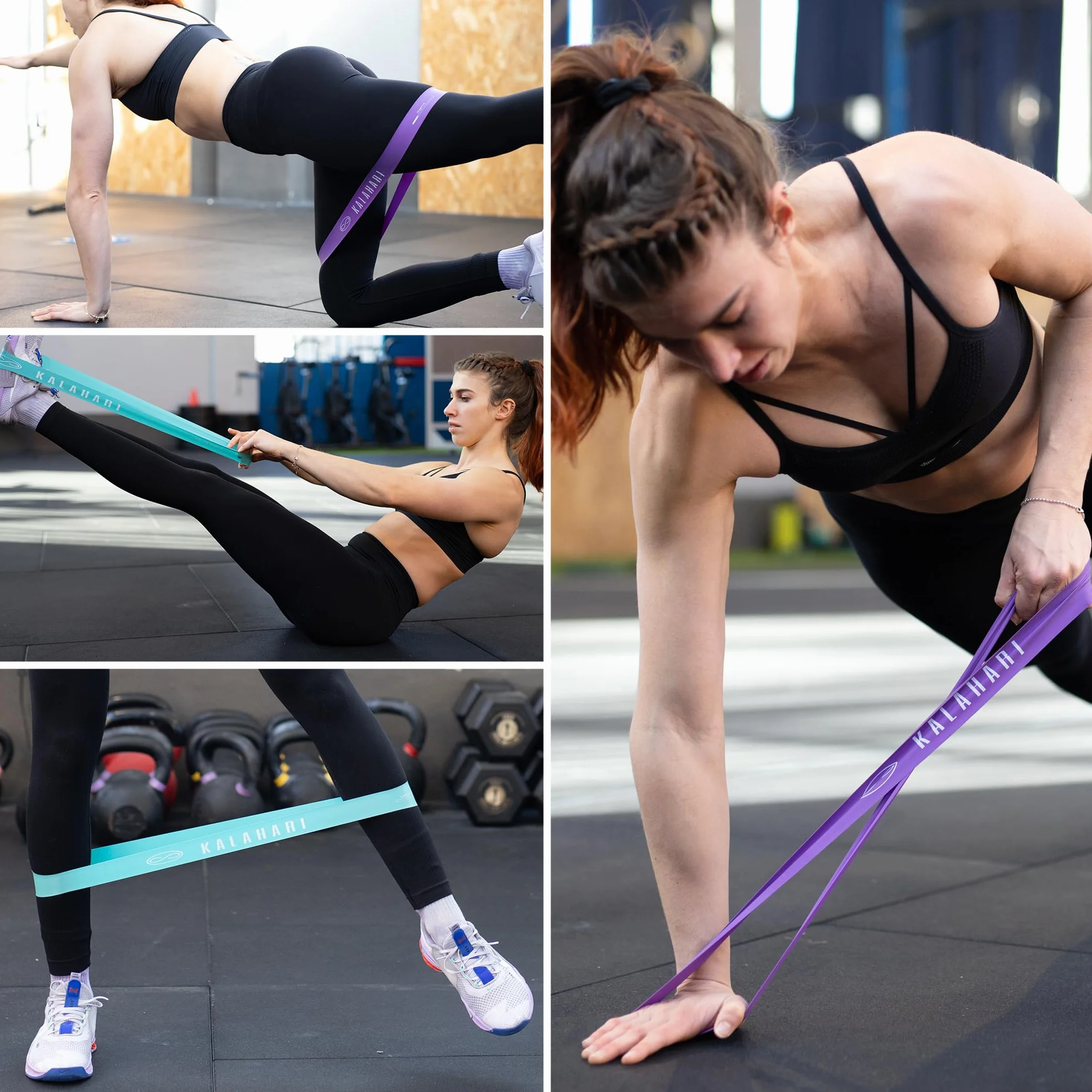 KALAHARI Elastici Fitness SET DI 5 più Ebook esercizi in Italiano e Borsa – Fascia elastica con 5 livelli di Resistenza per allenamento Forza, Stretching, Palestra, Pilates, Yoga - Bande elastiche