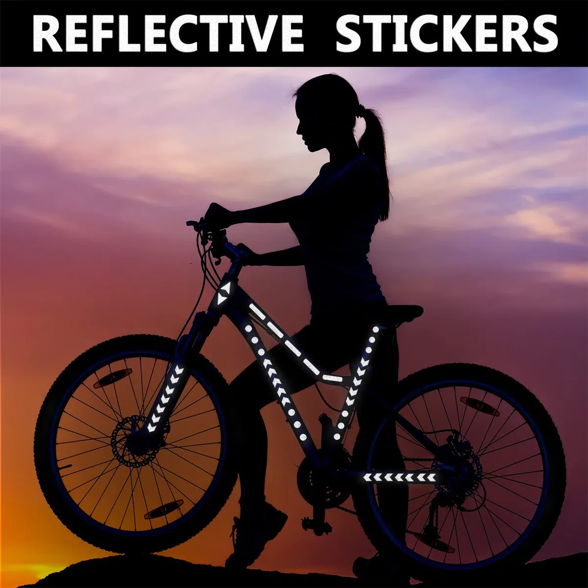Biomar Labs® 40pcs x PVC Adesivi Rifrangenti Reflective Segnaletici Riflettenti per Sicurezza Notturna, Nero per Casco Passeggino Carovana Garage Bicicletta Scooter Motocicletta Recinto la Barca D 46