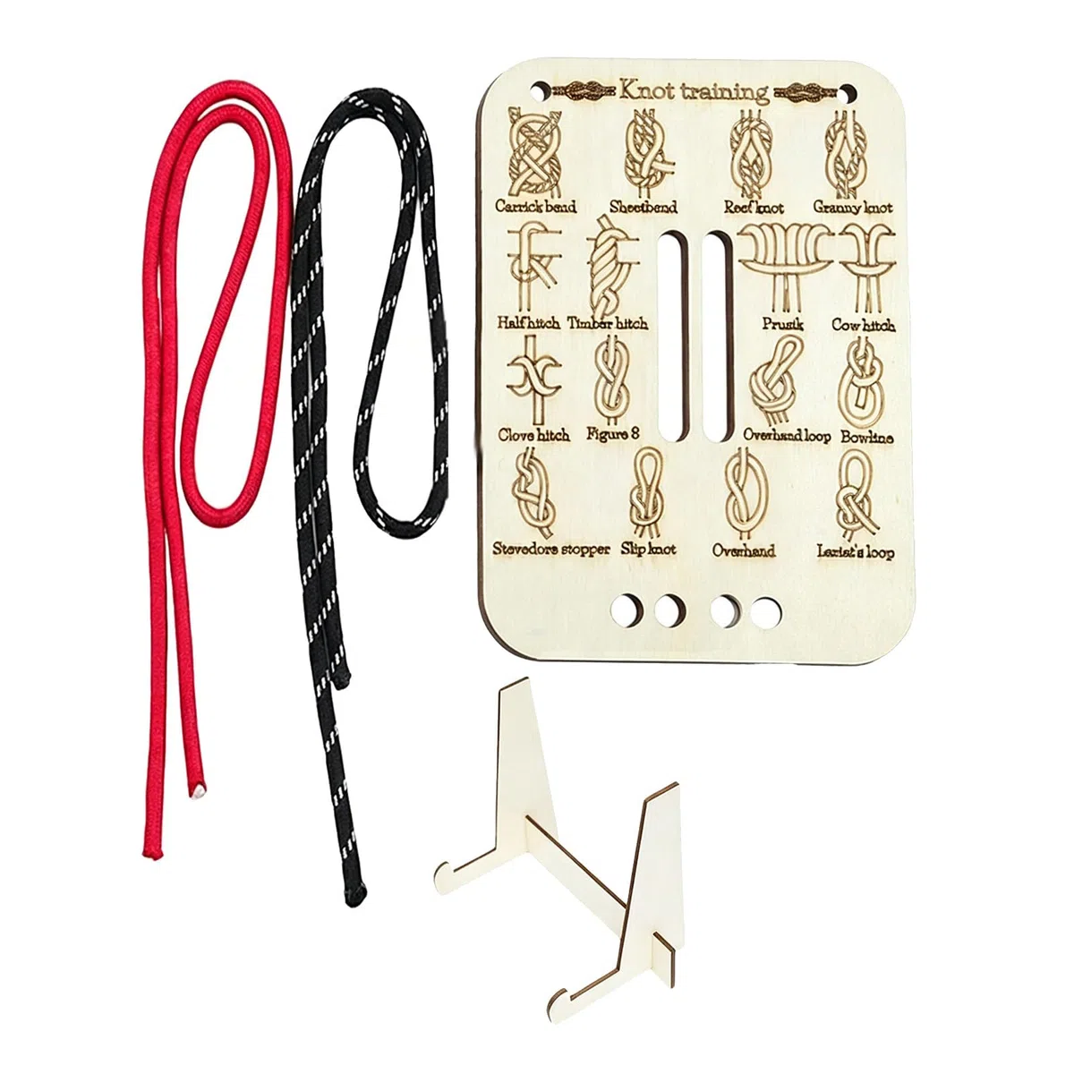 Kit Tavola Pratica per Nodi con Base in Legno, Strumento di Formazione per Nodi di Sopravvivenza e Campeggio, Attrezzatura Educativa Outdoor per Scout