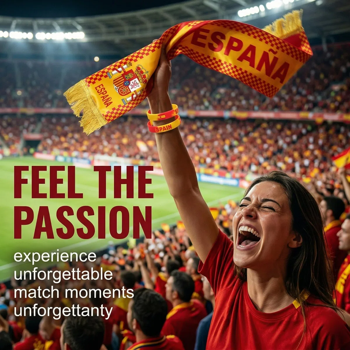 Sciarpa Spagna e 2 Bracciali in Silicone per Tifosi di Calcio, Kit Accessori Stadio Rosso e Giallo, Gadget Sportivi per Partite e Competizioni Nazionali, Idea Regalo per Appassionati
