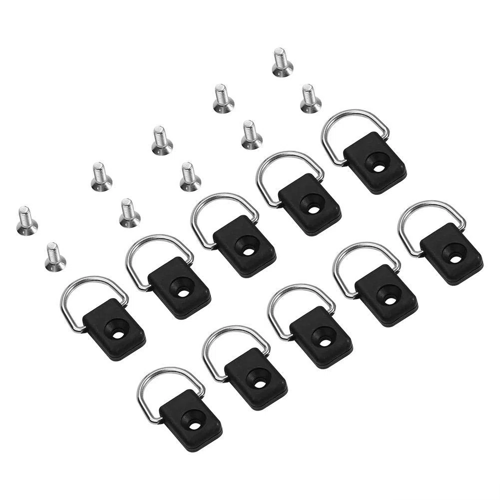 10pcs nero pesca D anello, leggero canoa kayak pesce rigging D anello con viti M6 per bungee barca accessori forniture