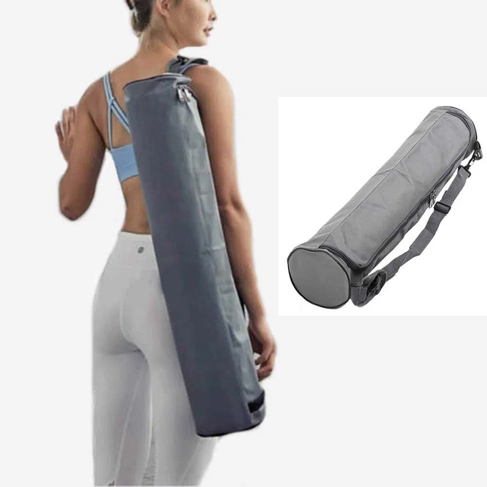 Borsa da trasporto portatile impermeabile per tappetino da yoga – Borsa a tracolla in tela Oxford resistente e impermeabile per fitness, pilates (grigio)