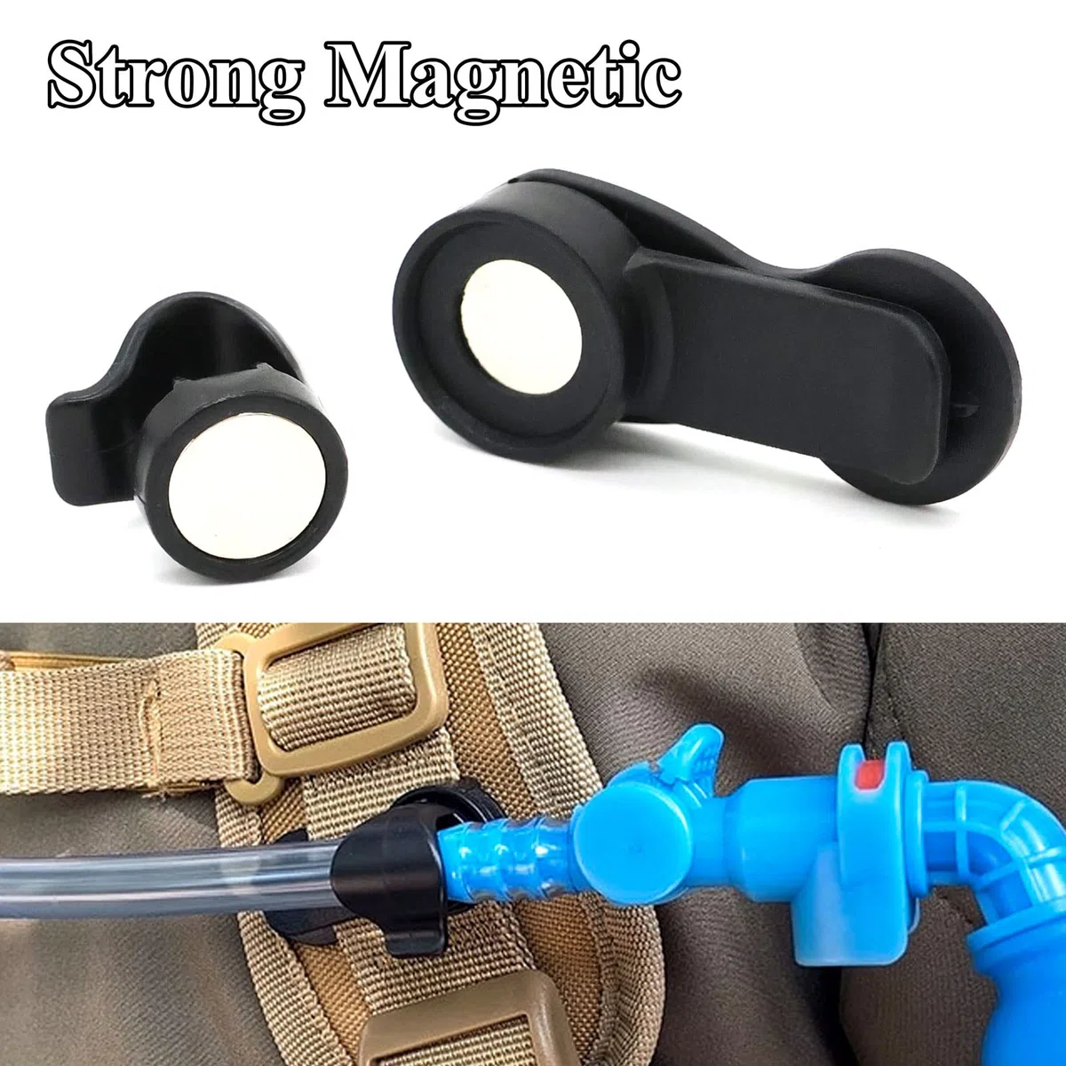 Sacche Idratazione Sacca d'Acqua Tubo Clip, Clip Magnetica, Clip per Tubo dell'Acqua per Bici Tracolla Bottiglia Soft Flask Zaino Bere Zaino Bevitore, Nero
