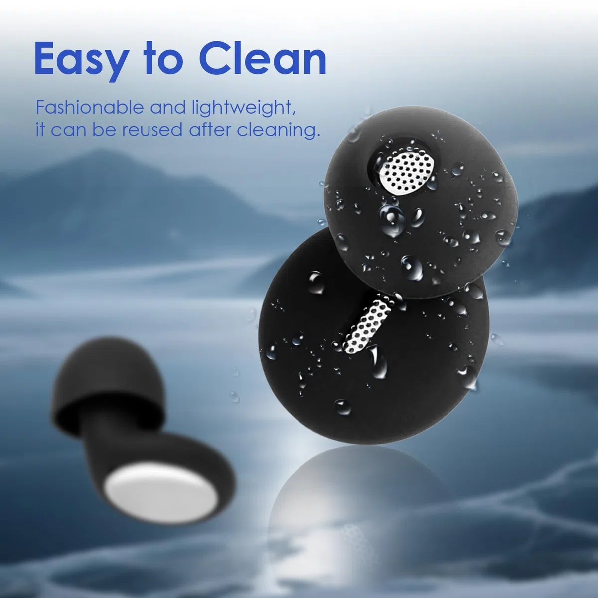 2 Tappi Orecchie Neri in Silicone Morbido con 6 Inserti Intercambiabili e Custodia Tappi Riutilizzabili per Dormire, Viaggiare, Concerti Riduzione del Rumore 35dB Protezione Udito Ipoallergenica