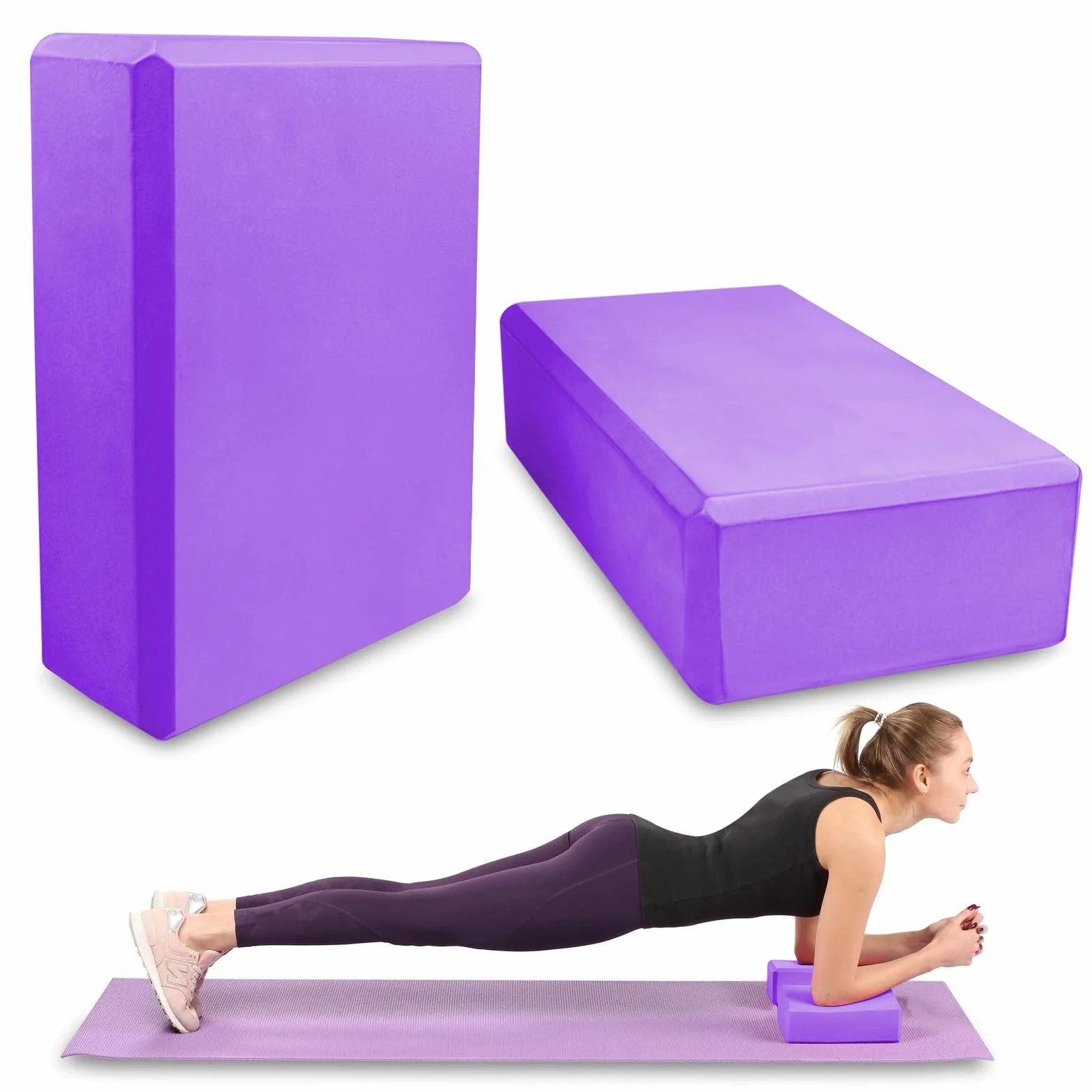 Lixiluxia 23×15×7.6cm Mattoncini Yoga 2 Pezzi, Blocco Yoga, Blocchi Mattoncino in Schiuma Eva per Pilates, Fitness, Esercizi, Stretching