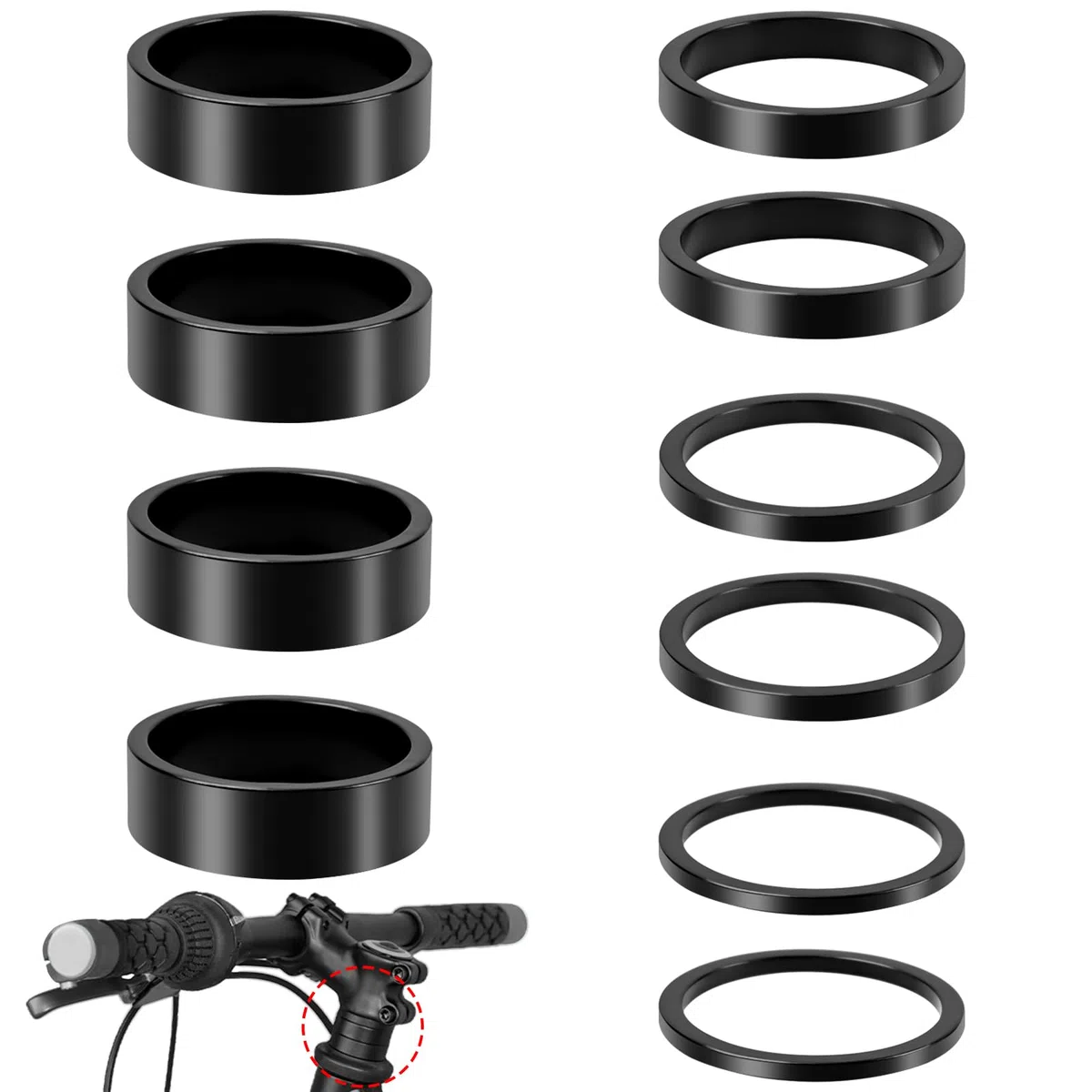 10 pezzi Ahead Spacer 1 1/8 pollici, 2 3 5 10 mm, piastra in alluminio, distanziatore per bicicletta