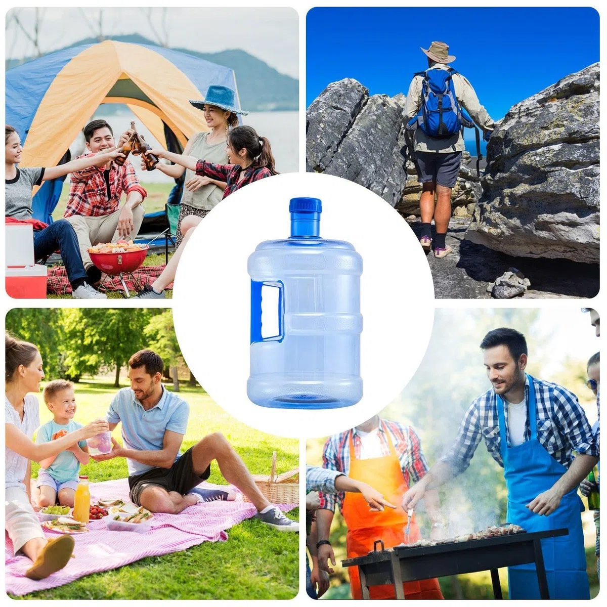 Contenitore Acqua Per Campeggio - 5 L Contenitore D'Acqua Trasportabile Con Maniglia, Tanica Per Liquido Potabile, Boccione Multiuso, Boccione Multiuso Per Picnic Spiaggia BBQ Giardino Escursioni