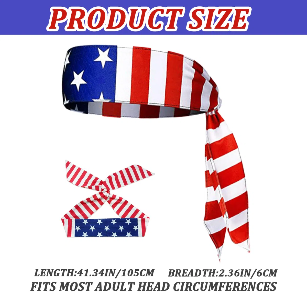 Bandana Bandiera Americana USA 41.3 Traspirante - Fascia per Assorbimento del Sudore per Uomo, Calcio, Tennis, Allenamento, Costume