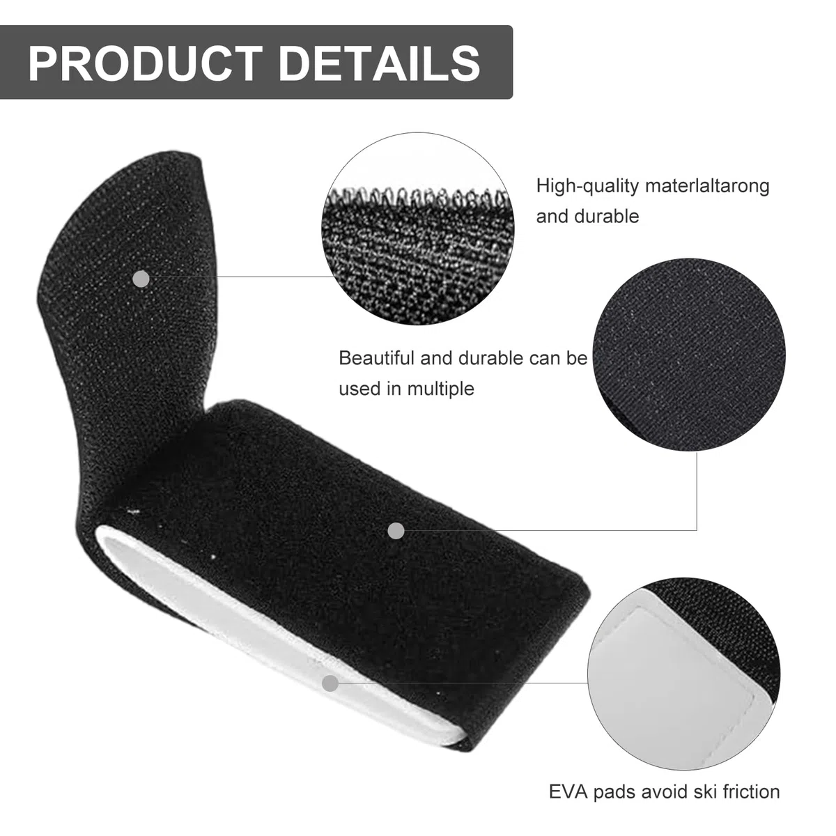2 Pezzi Cinghie da Sci Regolabile, Fascette da Sci, 45x5 cm Porta Sci da Spalla, Versatile Fasce di Fissaggio per Sci con Cuscinetti Protettivi in ​​EVA per Sci, Bastoncini, Attrezzatura da Sci