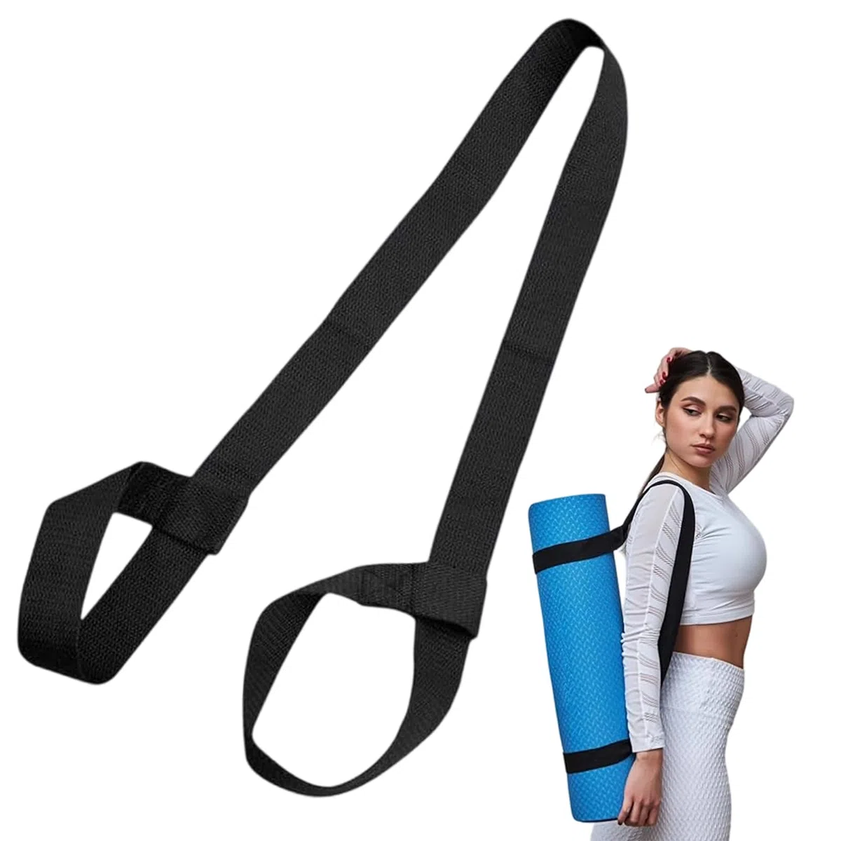 Cinghia Tappetino Yoga, Tracolla per Materassino da Yoga, Cinghia Regolabile Resistente per Esercizio Tappetino Yogas, Pilates, Esercizi, Aerobica, Sport (Tappetini Yogas Non Incluso)