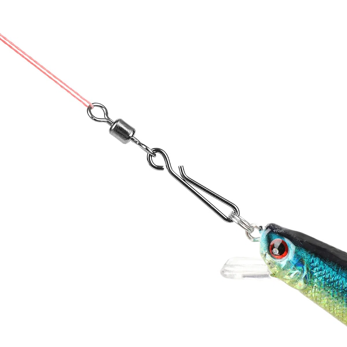 Realure 100 Pezzi Mulinelli da Pesca con Moschettone, da Appendere, per Pesca alla Trota, da Pesca, a Carabina Vertebrale, per Esche da Pesca, Vortice, Accessori da Pesca, 4# 6# 8# 10# 12#