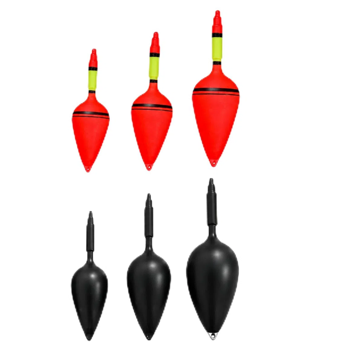 3 Galleggianti Arancioni + 3 Galleggianti Neri, Galleggiante Scorrevole Bobbers Set per Pesca Notturna, Crappie Fishing Bobbers per Lago e Fiume, adatto per pesca di giorno e di notte