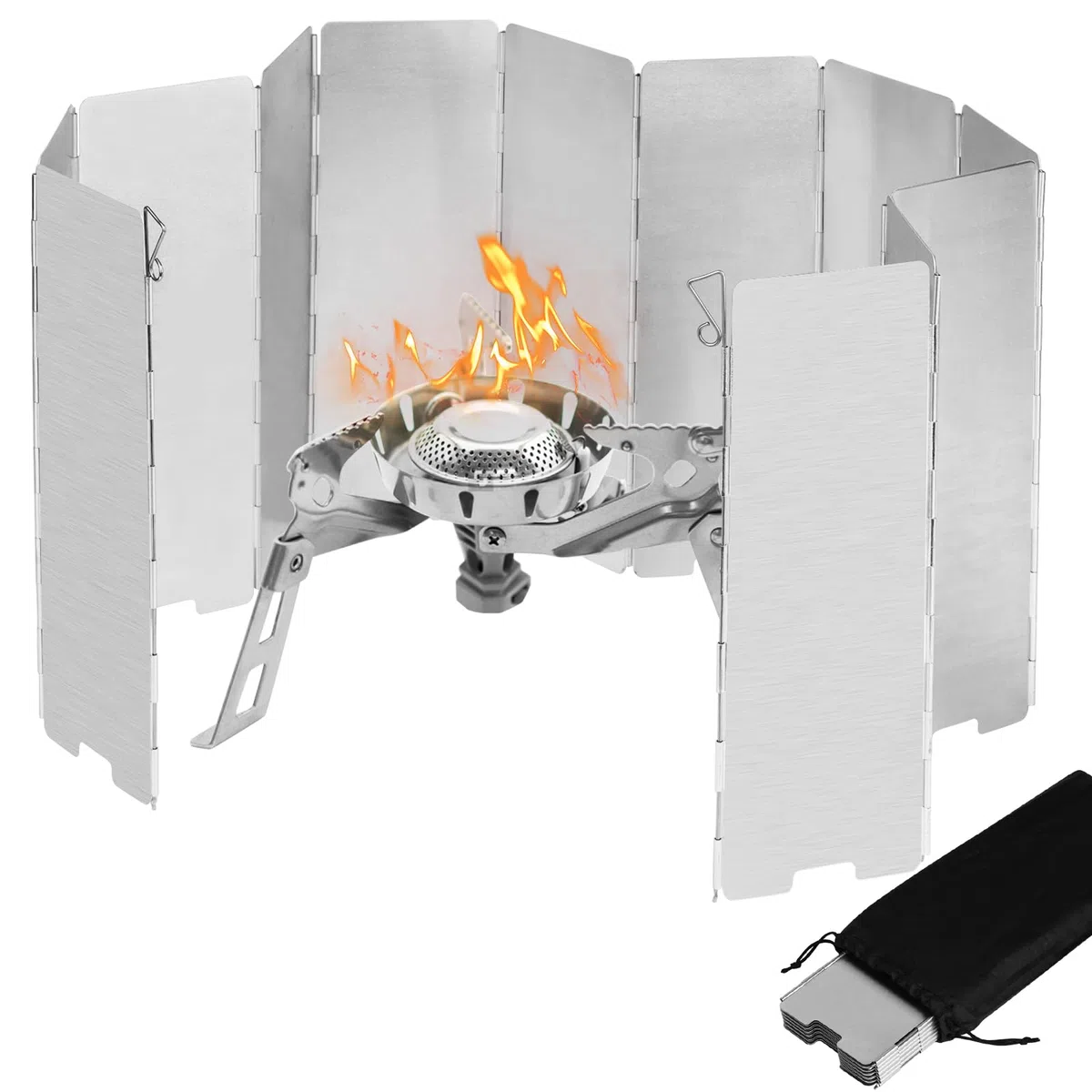 12 Pezzi Paravento per Fornello a Gas, Paravento Fornello Campeggio, Vento Scudo, per Fornello a Gas per I Fornelli All'aperto Picnic Griglia Outdoor Campeggio, Risparmio Energetico