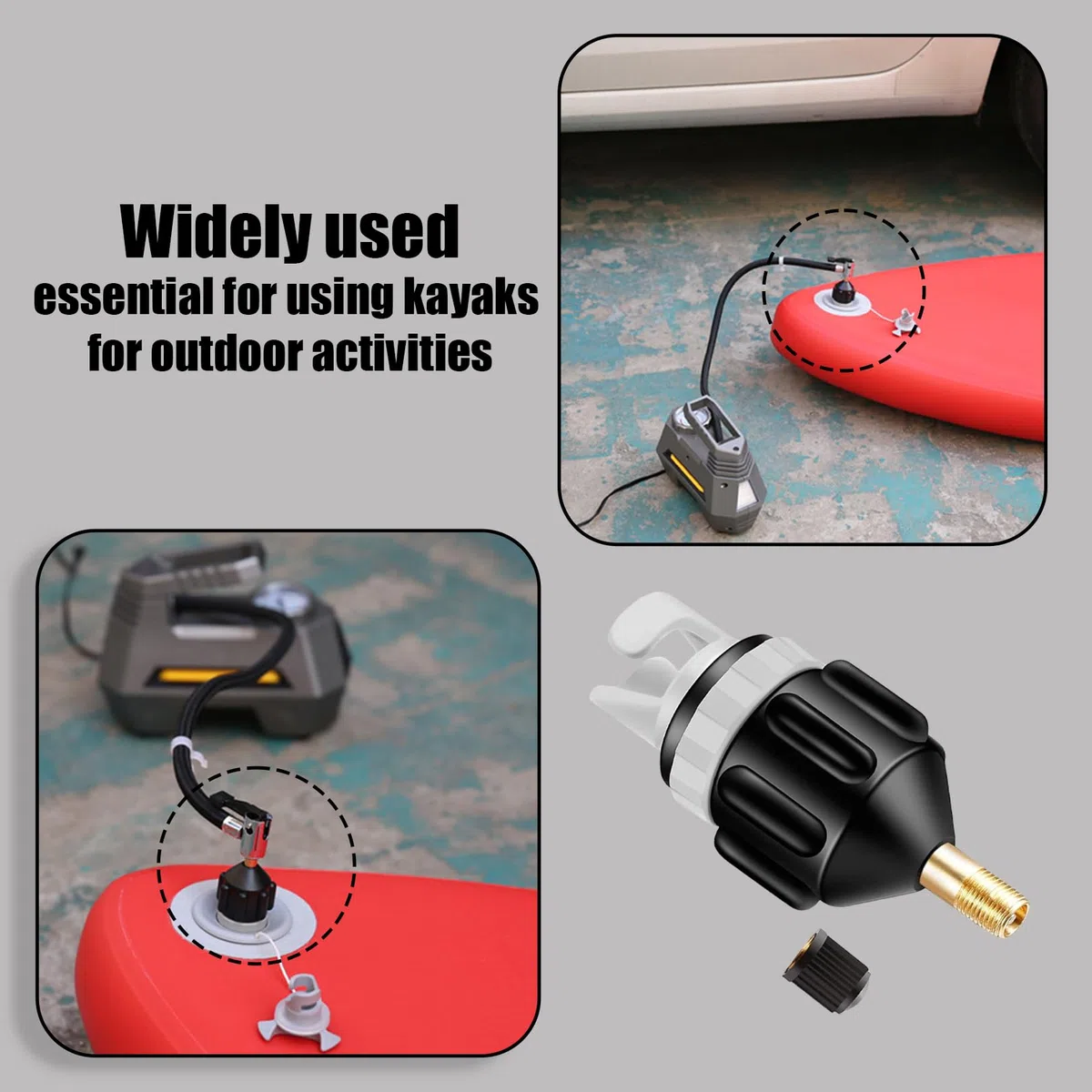 Adattatore per Sup Gonfiabile,Gommone Gonfiaggio Elettrica Pompa Valvola Accessori,Surf Tavola Tubo Aria Valvole Adattatori,Kayak Compressore Gonfiatore Pump Ricambio per Campeggio D'aria Trasporto