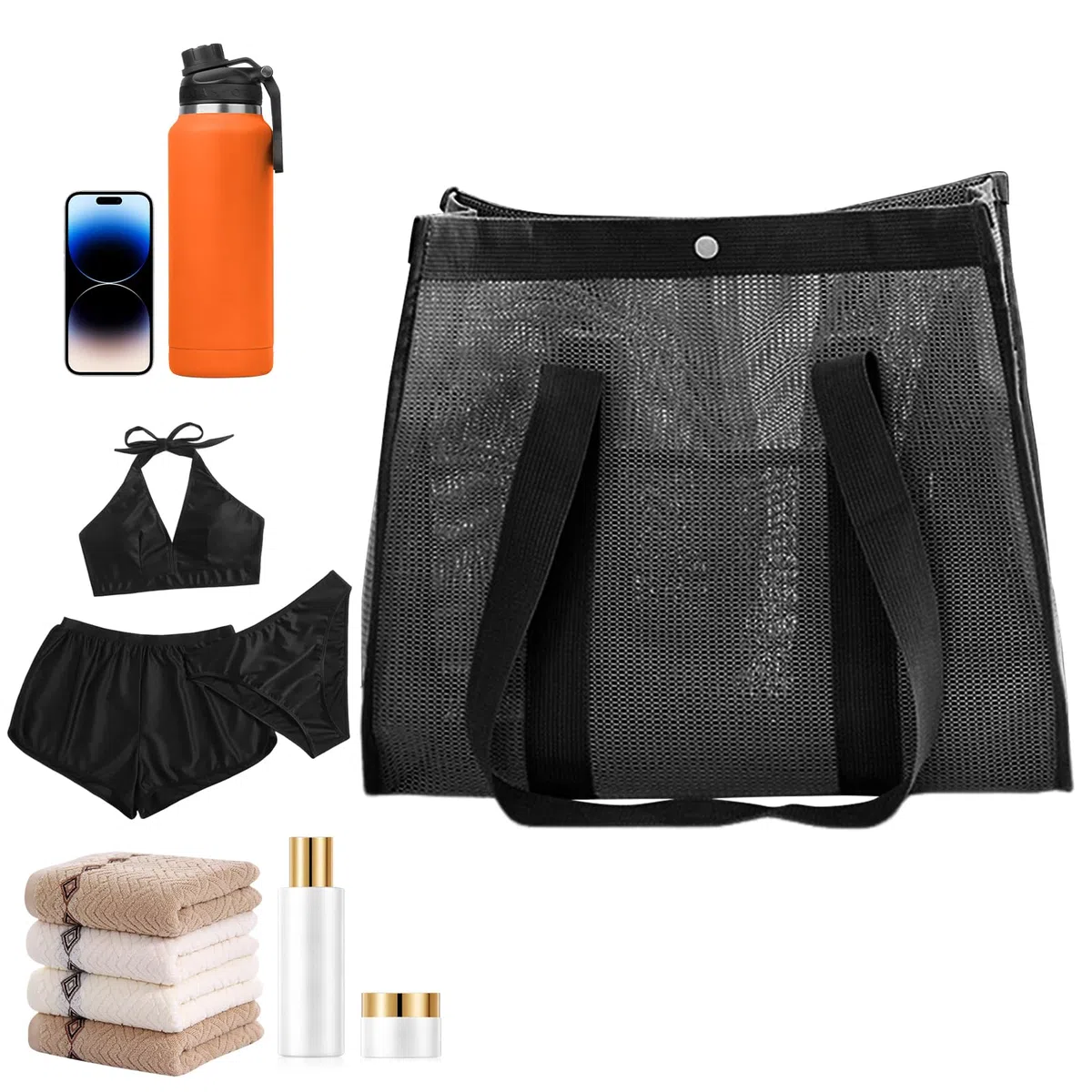 Generico Borsa Mesh Spiaggia,Borsa da Nuoto Grande Pieghevole in Rete - Sporte Riutilizzabili Per Alimentari Da Cucina Ideali Per Viaggi, Crociere, Resort, Picnic E Attività