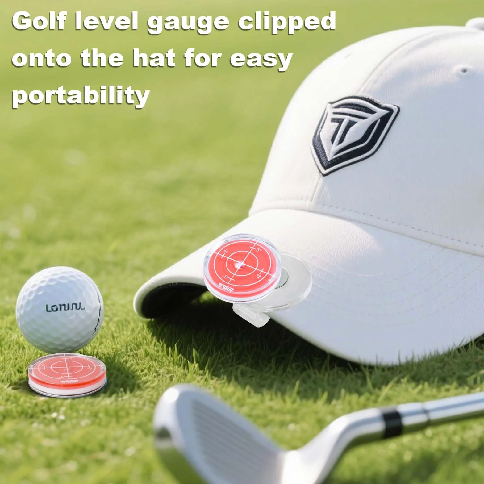 Golf Green Reader, Golf Ball Marker with Level, Alta Precisione, Putt Green Reader, con Magnetica Golf Hat Clip, per Interni Esterni (Rosso)