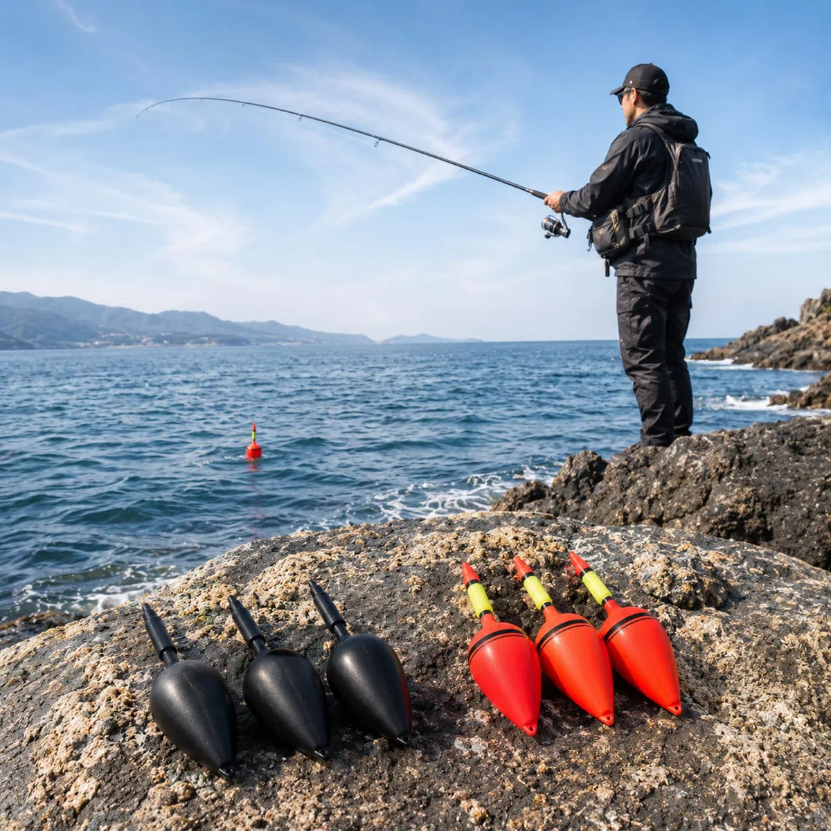 3 Galleggianti Arancioni + 3 Galleggianti Neri, Galleggiante Scorrevole Bobbers Set per Pesca Notturna, Crappie Fishing Bobbers per Lago e Fiume, adatto per pesca di giorno e di notte