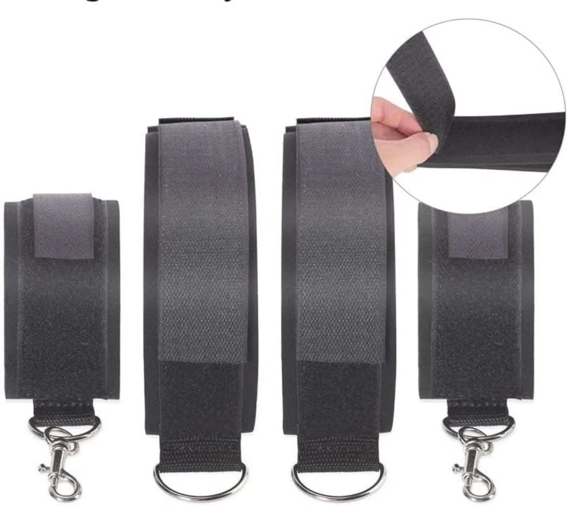 Set da fitness in nylon per cosce e polsi per principianti, nero