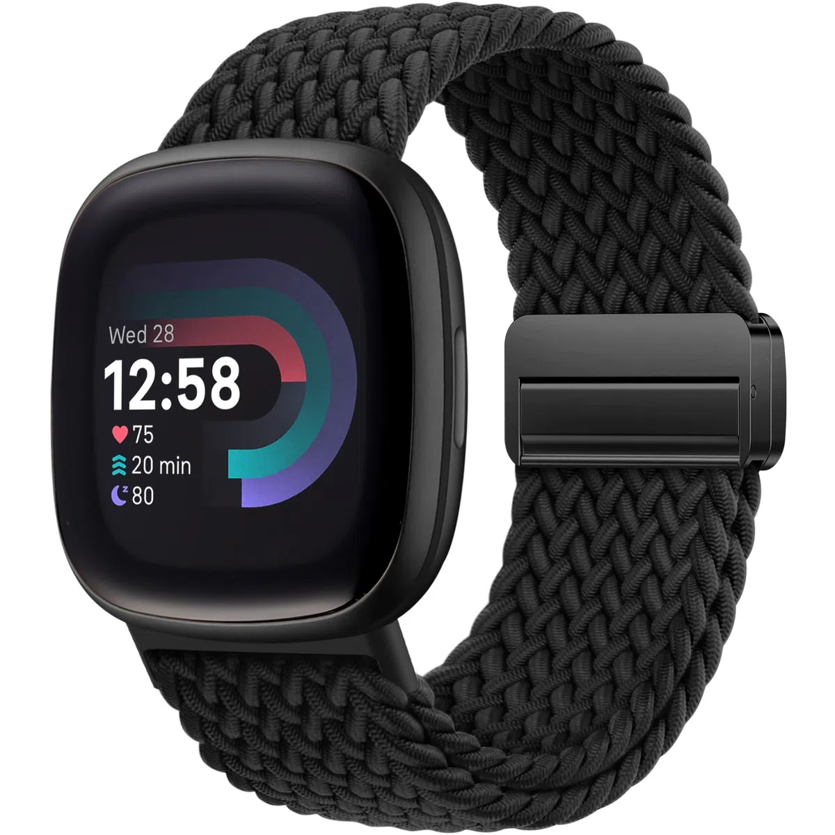 Oielai Intrecciato Band Compatibile con Cinturino Fitbit Versa 4, Cinturini Versa 3, Fascia Sportiva in Morbido Nylon con Chiusura Magnetica per Fitbit Sense 2, Sense per Uomini Donne