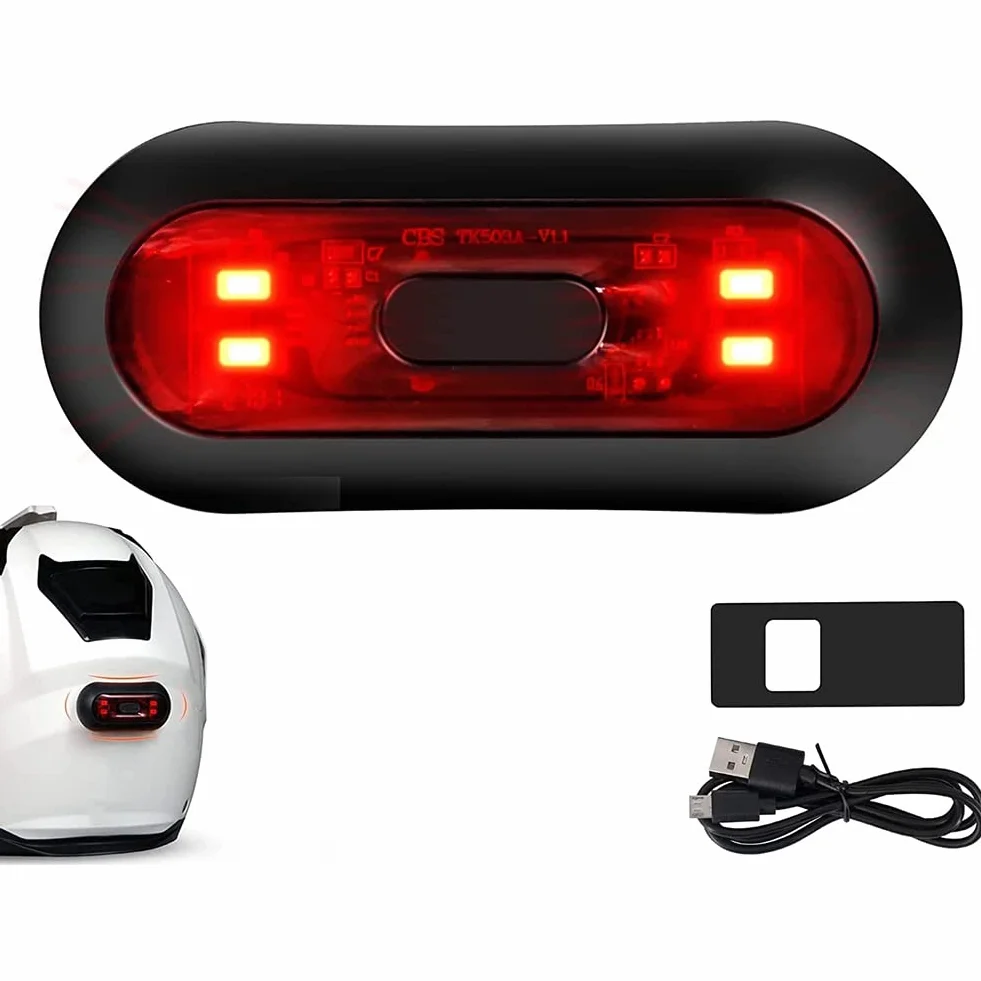 Luce LED per Casco, Luce Freno per Casco da Moto Ricaricabile Luce Posteriore Rossa di Avvertimento per Bici per la Notte