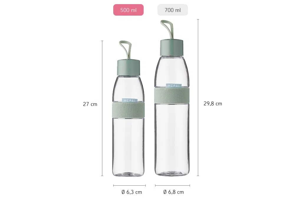 Mepal - Botella de agua Ellipse - Botella de agua reutilizable - Botella a Prueba de Fugas apta para Bebidas Carbonatadas - para Adultos y Niños - Sin BPA - 500 ml - Nordic blue