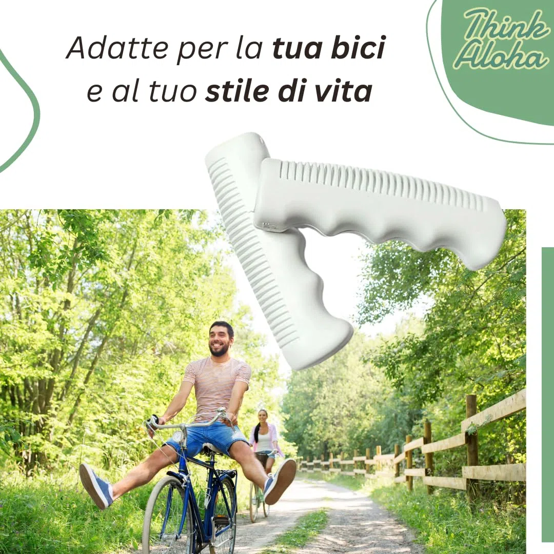 Coppia Manopole Bici Bianche con Scanalature Anti Scivolo - Stile Vintage Retro Universali Leggere - Impugnature Bici - Accessori Bici Vintage - Bici Graziella Olanda City Bike Epoca