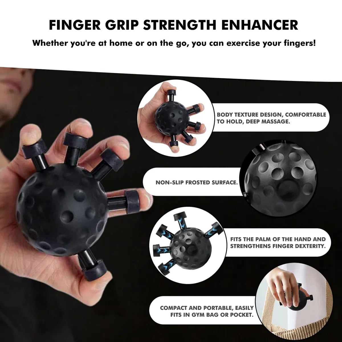 Finger Grip Strengthener 2025, mano avbraccio palla rinforzatore e mano presa esercitazione palle polso rinforzo, per allenare i muscoli delle mani, per la costruzione muscolare, per musicisti