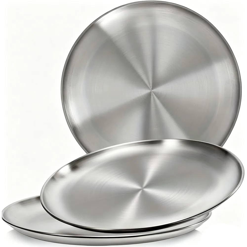3 piatti in acciaio inox – piatti da campeggio Φ 20 cm, stoviglie da campeggio in acciaio inox, piatti da campeggio stabili in acciaio inox per campeggio, picnic, escursioni, cucina, feste