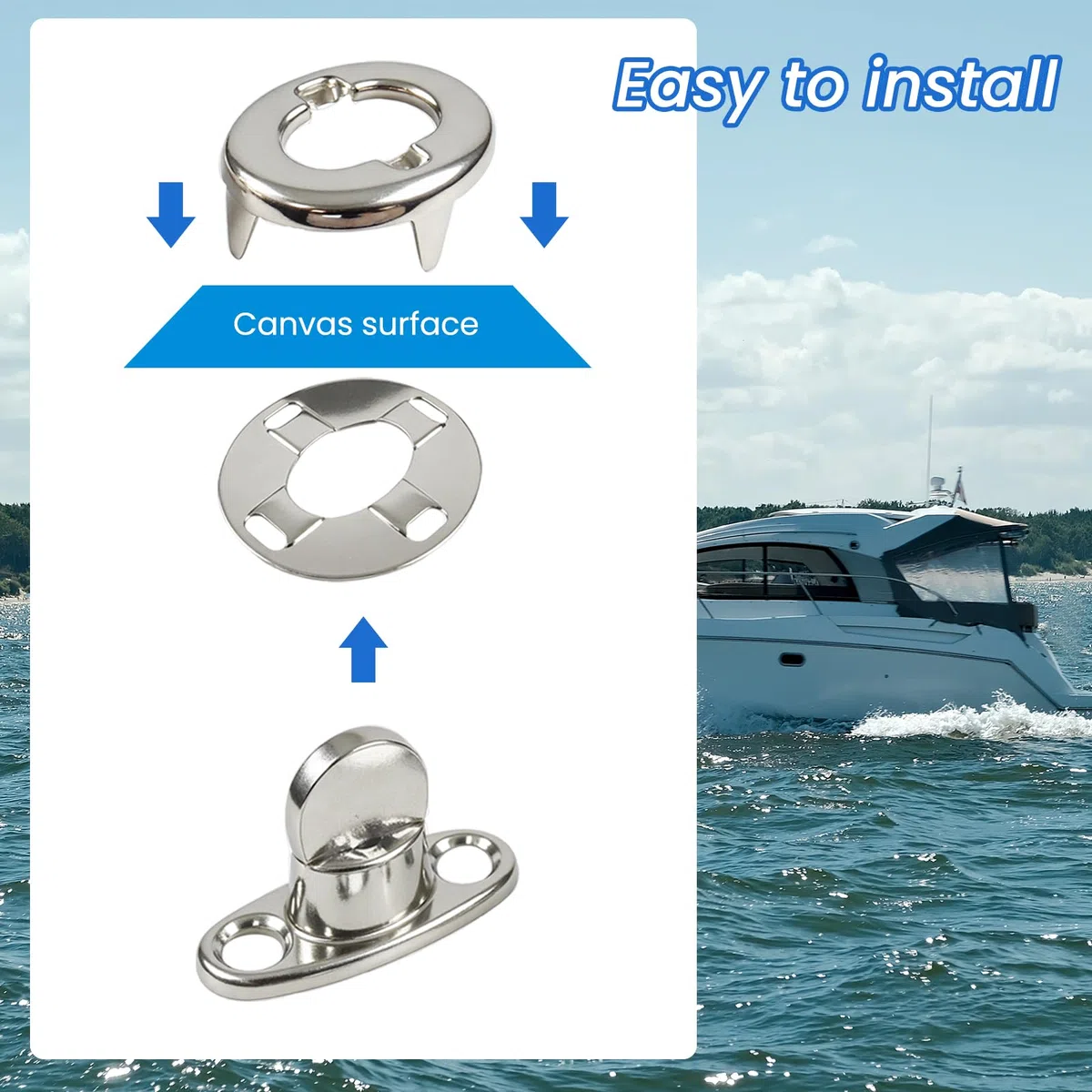 Kit di fissaggio a bottone girevole di grado marino con basi ad occhiello e viti, strumenti di bloccaggio a torsione per barche, accessori hardware per copertura in tela, set da 10 (A)