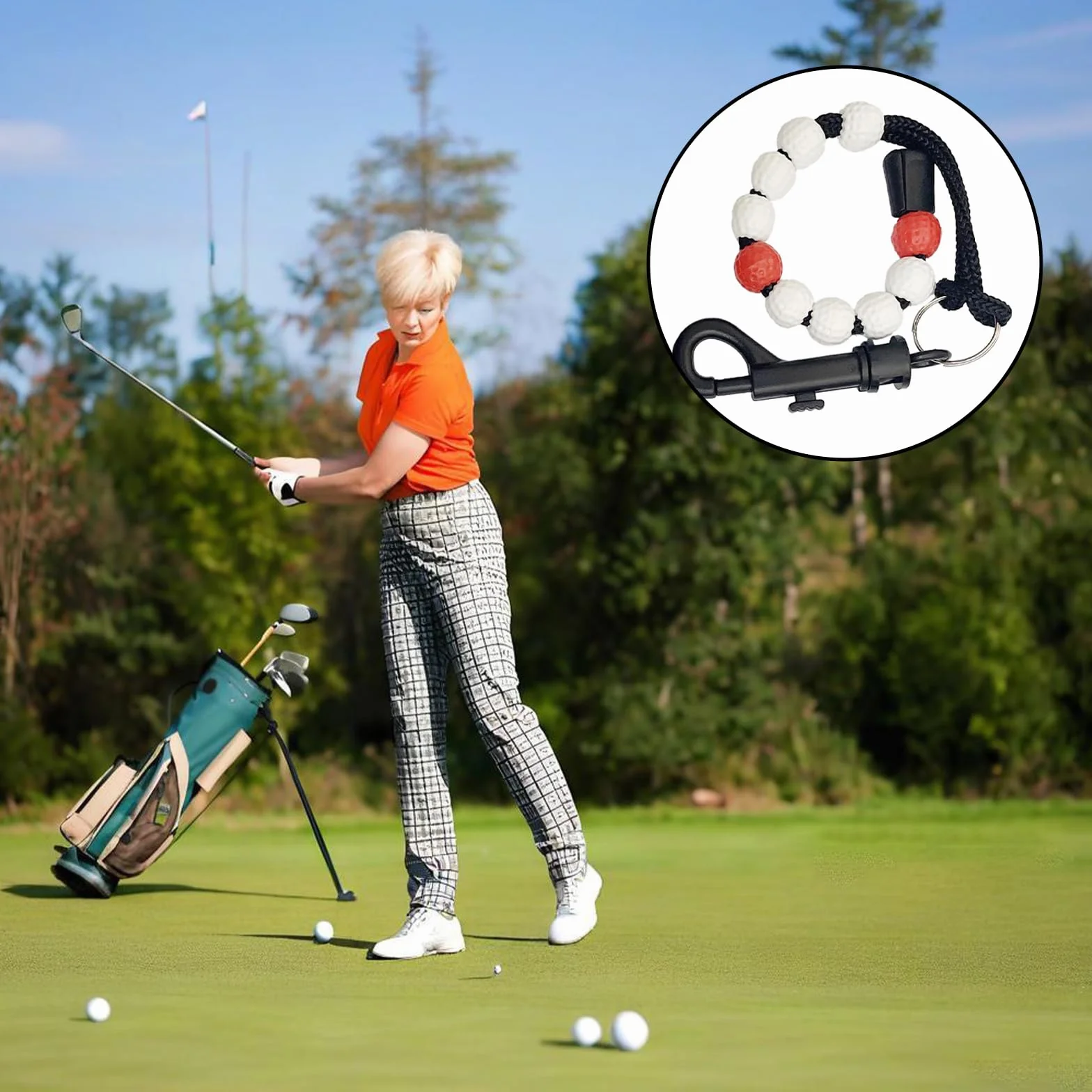 2 Pezzi Contatore di Colpi da Golf, Catena di Conteggio del Golf, Contatori per Perline da Golfista con Clip, per Sportivo All'aperto