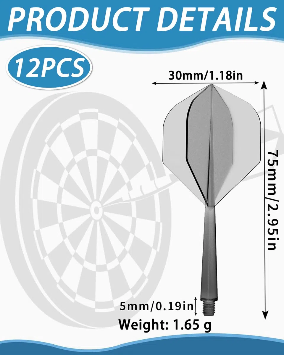 12pcs Freccette con Fusto per Freccette Soft Dart, Filettatura 2BA, Accessorio Completo per Freccette da Gioco Professionali
