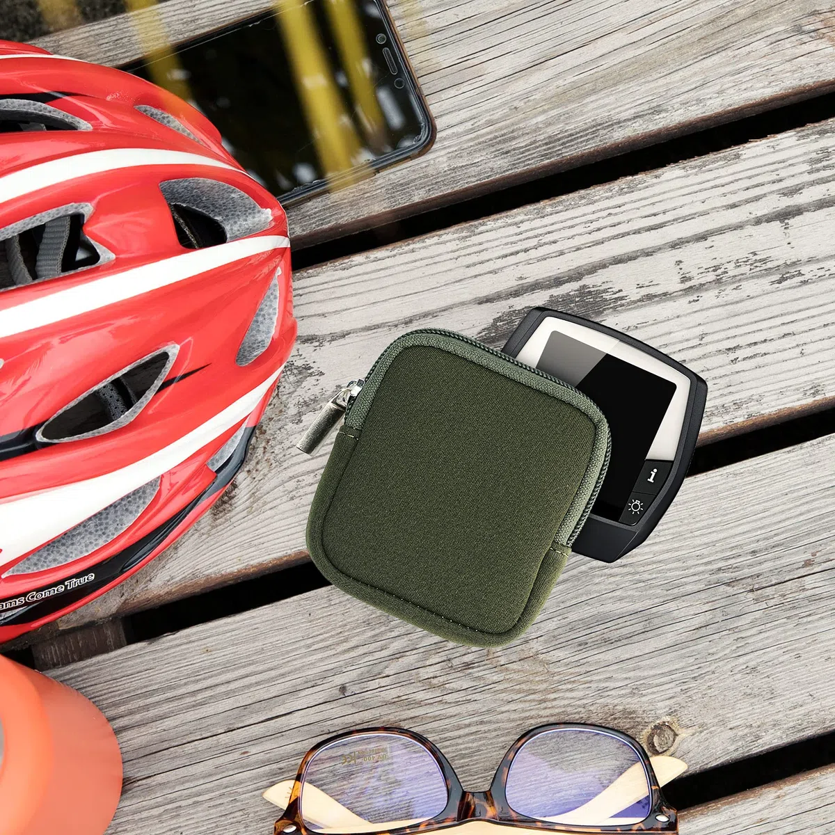 kwmobile Custodia Compatibile con Bosch Intuvia - Fodero Neoprene per Schermo Computer Bici Elettrica - Cover Anti-urto verde scuro