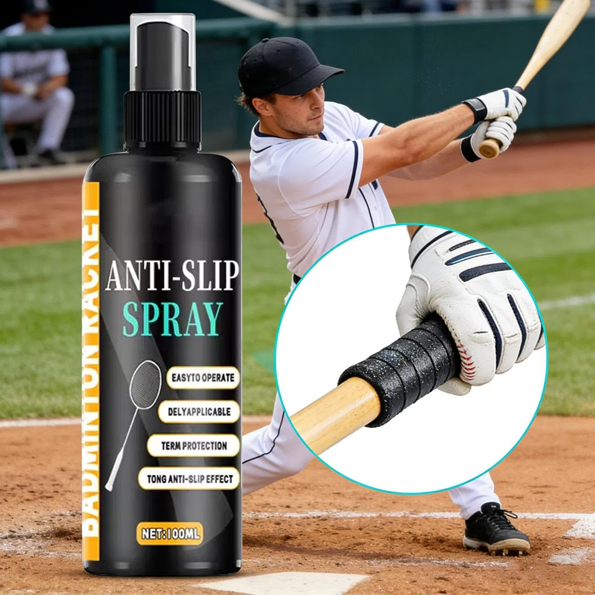 Grip spray – 100 ml antiscivolo resistente al sudore, spray appiccicoso per le mani, per atleti, competizioni, allenamento, tennis, baseball, golf, badminton