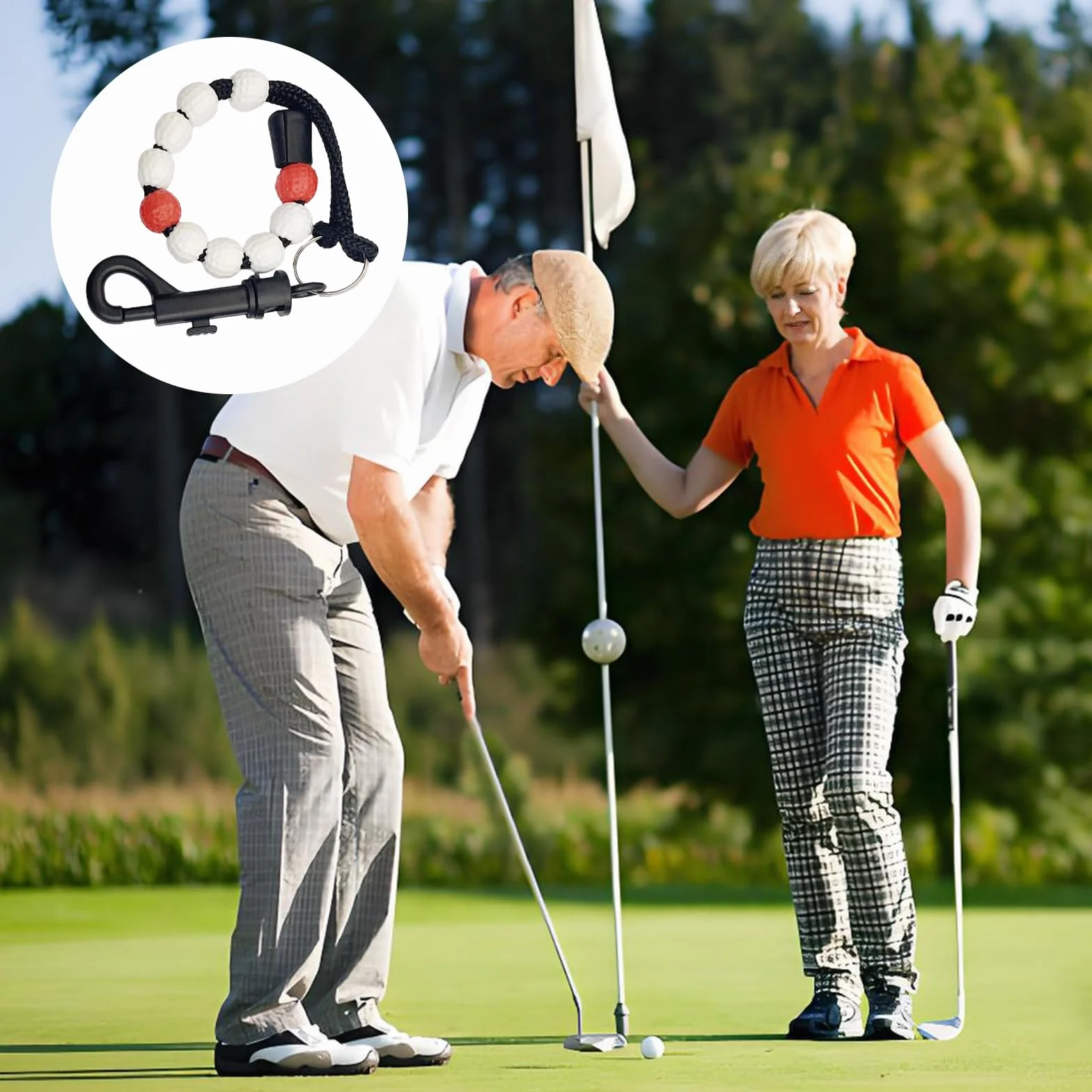 2 Pezzi Contatore di Colpi da Golf, Catena di Conteggio del Golf, Contatori per Perline da Golfista con Clip, per Sportivo All'aperto