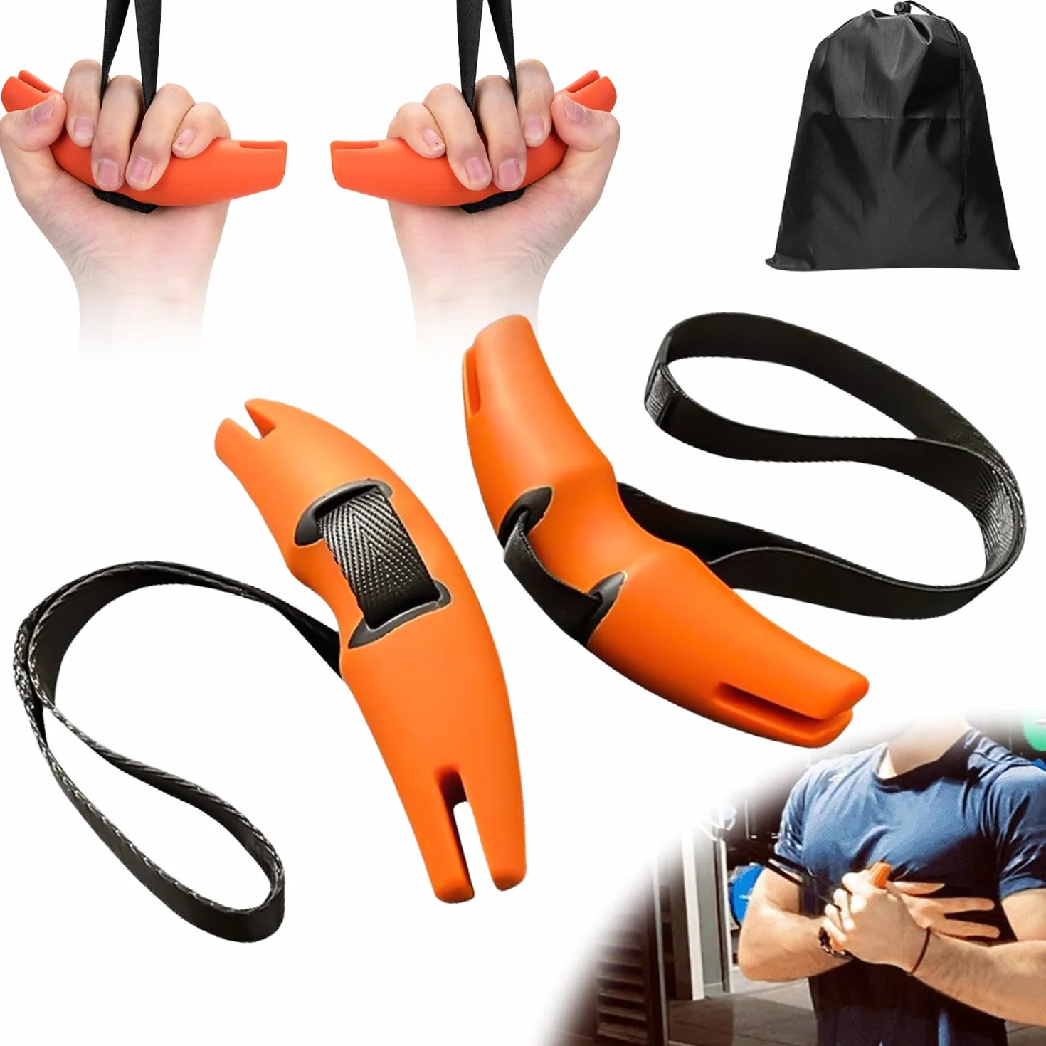 Leikurvo Zj338 Impugnatura per allenamento fitness, impugnatura per canottaggio con fascia di resistenza regolabile, maniglia per cavi, arancione, TPE