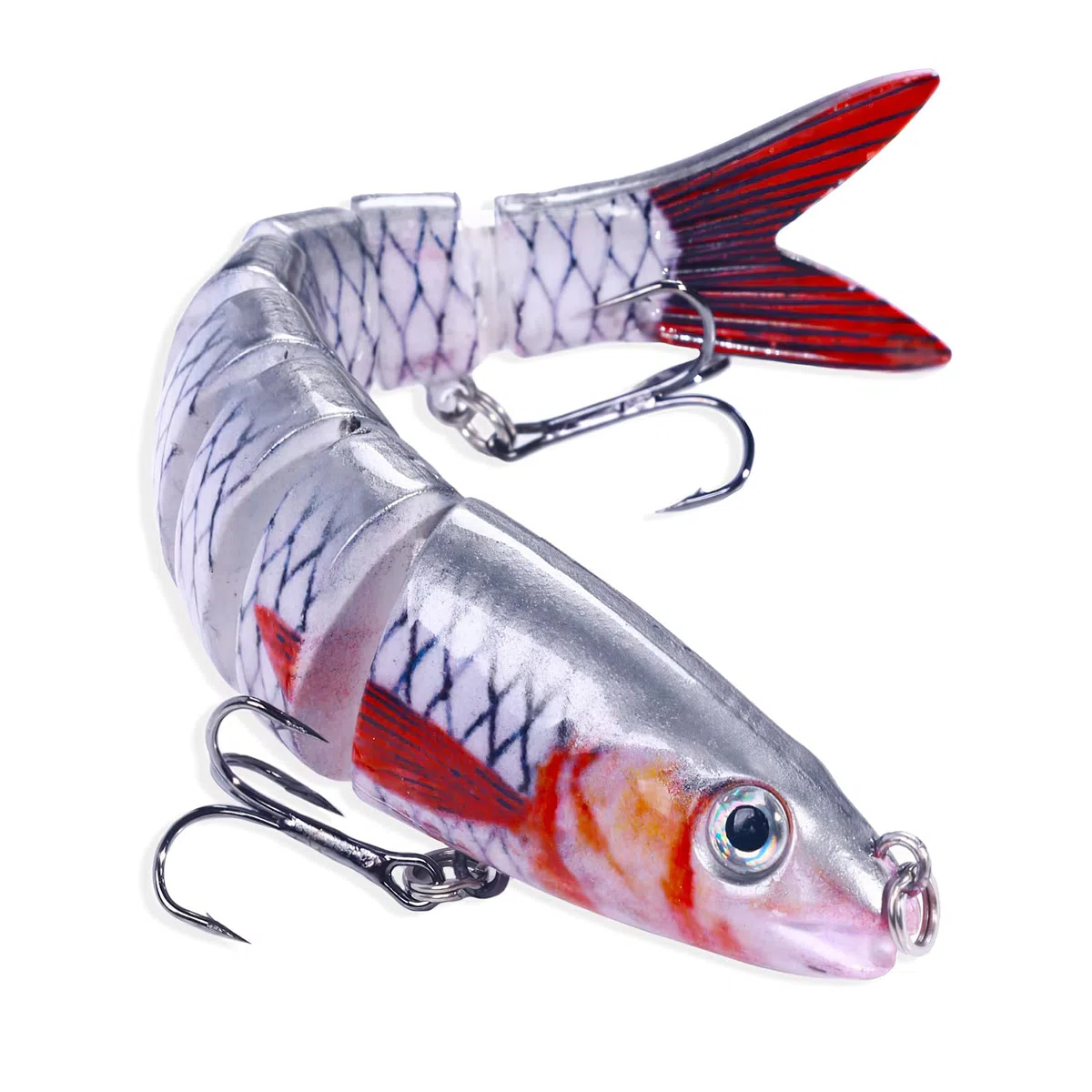 3D Esca da Pesca Bionica, 9 Segmenti Esche Artificiali Spinning, Esca Finta Multi-jointed Swimbaits, Ganci di Ancoraggio, Esche Artificiali Realistiche Lure per Luccio Persico (13.5cm, 17g)