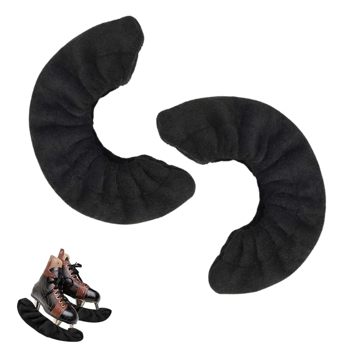 1 paio di protezioni per pattini da ghiaccio, nero elastico, per pattini da ghiaccio, per uomo e donna