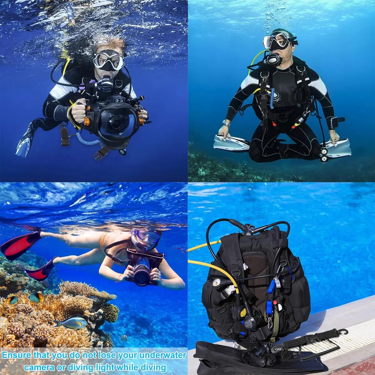 2 Pezzi Lanyard Scuba Diving, Cordino da Immersione con Clip Sgancio Rapido, per Immersioni e Snorkeling