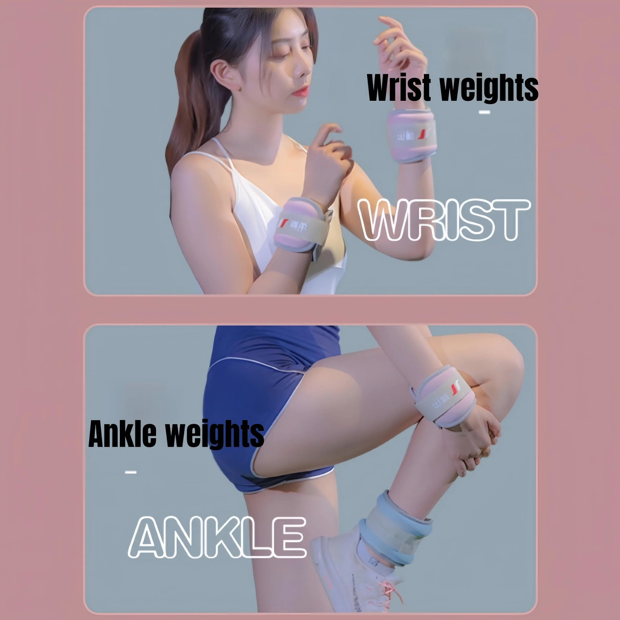 2 pezzi Pesi del polso Pesi alla Caviglia Braccialetto Peso Polso Pesi in Piede Pesi Pilates Pesi per Gambe e Braccia, Polso Pesi a Mano - Rosa
