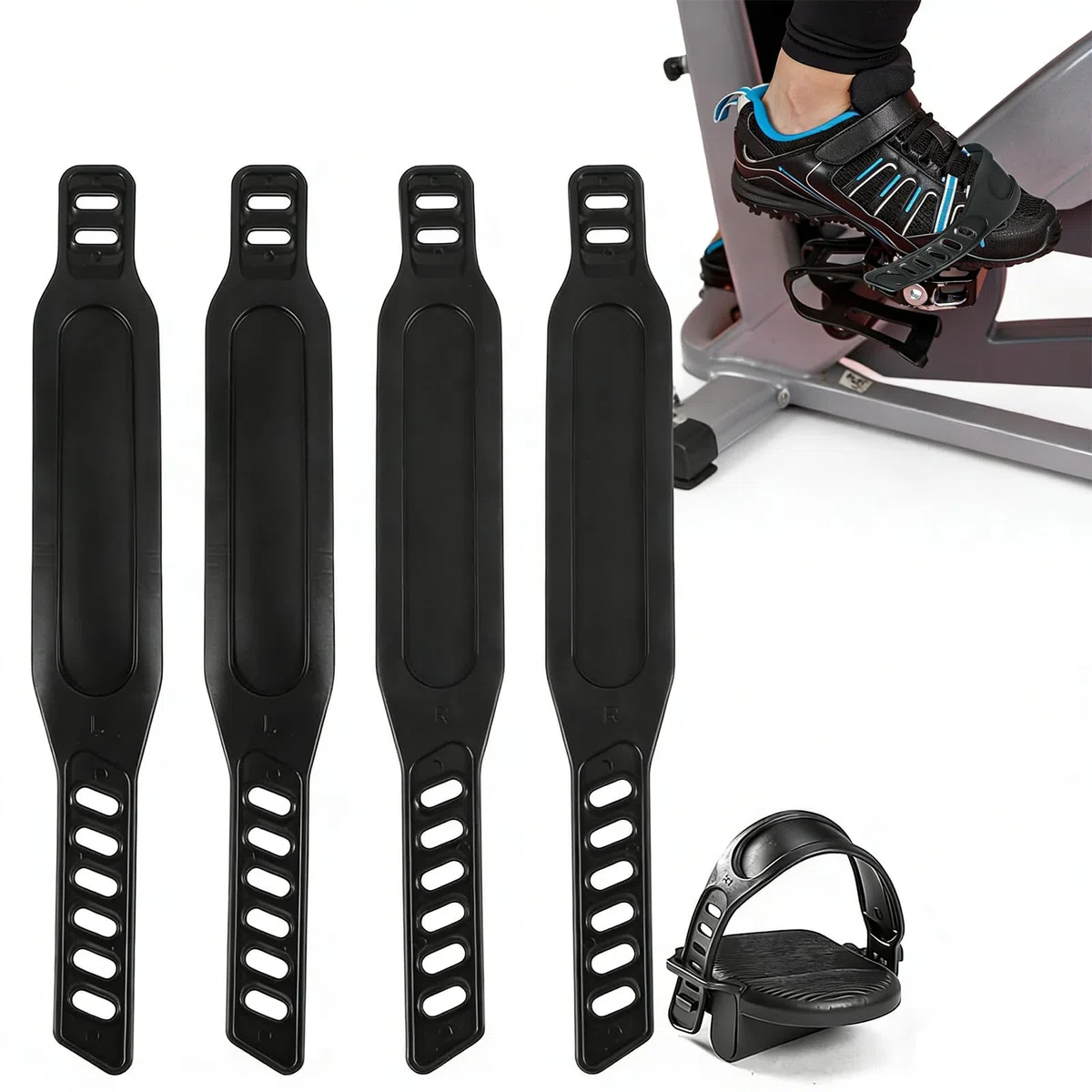 2 paia di cinghie universali per pedali regolabili, regolabili, per pedali, per cyclette, per biciclette stazionarie, per la maggior parte degli allenatori di casa