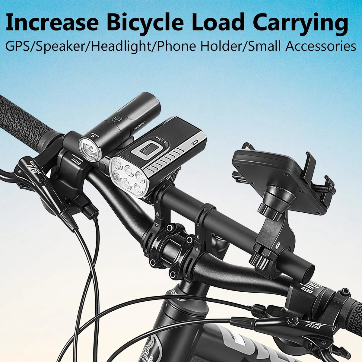 Estensore manubrio in lega di alluminio, 30 cm, estensione manubrio bicicletta con cacciavite, doppio manubrio per torcia GPS